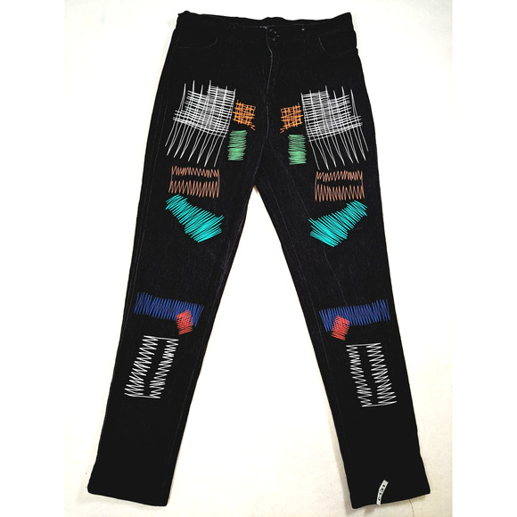 No Brand Denim - Non-Branded Unisex Black Graphic Jeans